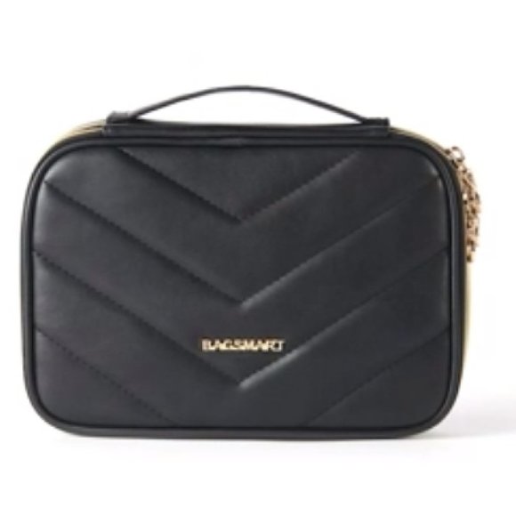 Black Travel Jewelry Organizer Portable Pleather Faux Leather Case - Picture 13 of 14